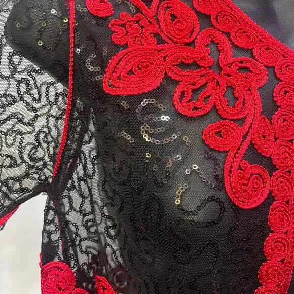 Mesh Embroidered Sequin Top M NWT - Picture 3 of 8
